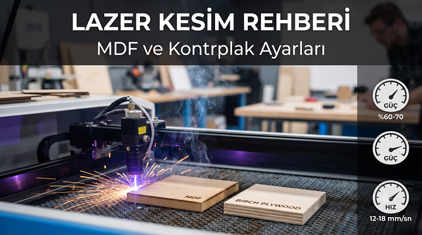 MDF ve Kontrplak Lazer Kesim Parametreleri: Hız, Güç ve Ayar Tablosu