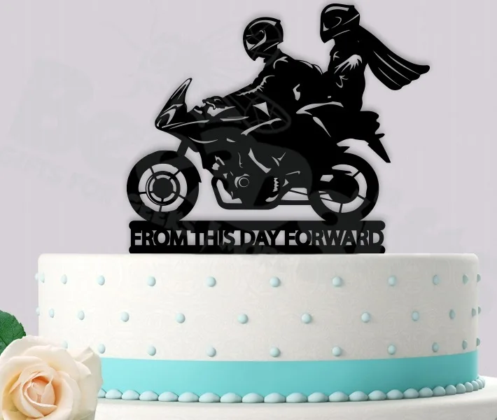 Motosiklet Biker Düğün Pastası Topper