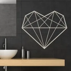 Lazer Kesim Geometrik Kalp Oturma Odası Dekor Duvar Tabelası Duvar Sanatı