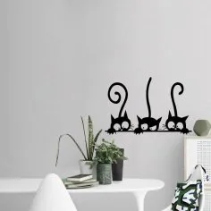 Lazer Kesim Üç Siyah Kedi Duvar Stickerı