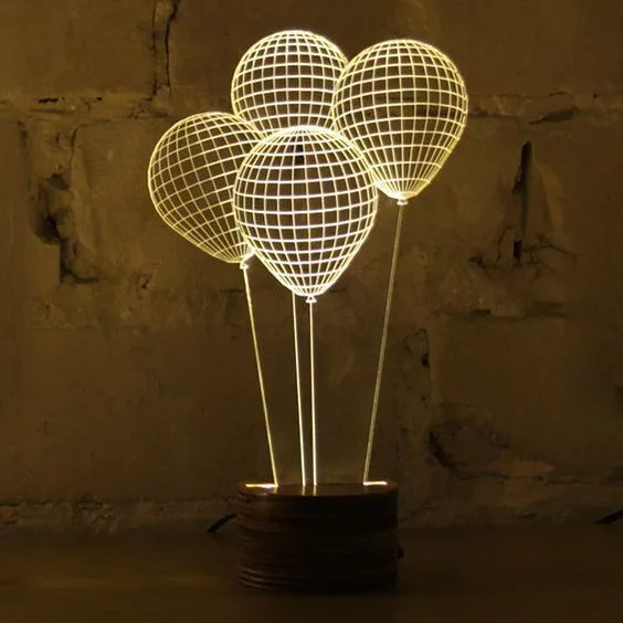 3D Balonlar Gece Lambası