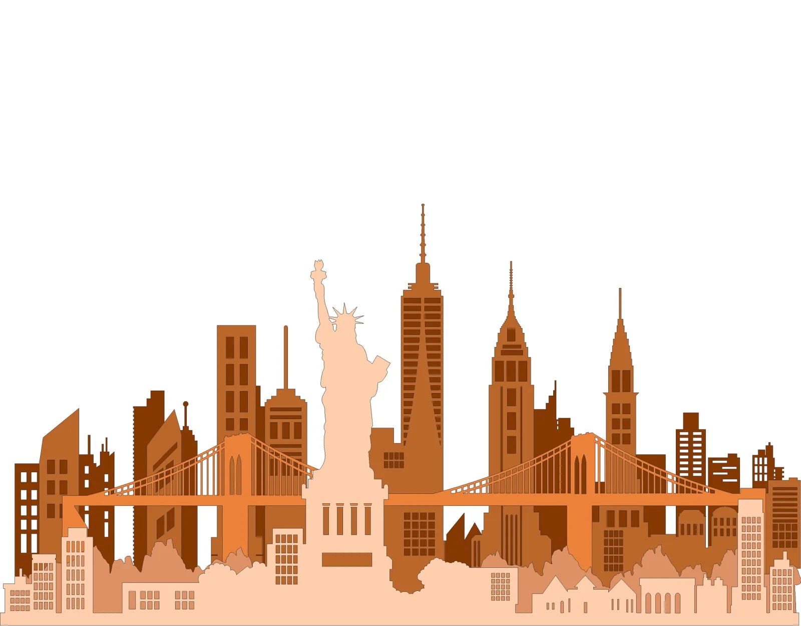 New York City Skyline Ahşap Katmanlı Dekor