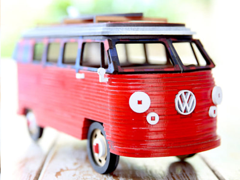 Lazer Kesim Ahşap VW Karavan 3D Bulmaca Oyuncak Model Kiti