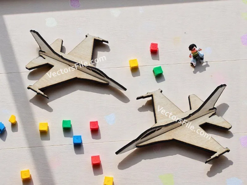 Lazer Kesim Ahşap F 16 Savaş Uçağı 3D Bulmaca Uçak Oyuncak Model Kiti