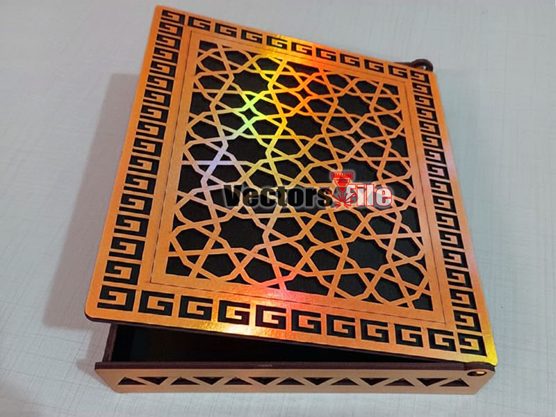 Lazer Kesim Ahşap Kutu Kapaklı Izgara Desen Tasarımı