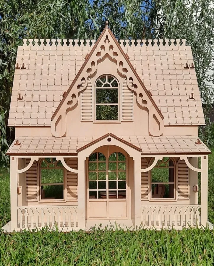 İki Katlı Ahşap Oyuncak Ev 2 Katlı Dollhouse