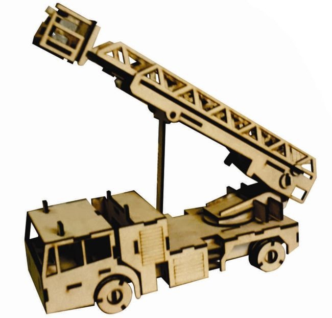 Lazer Kesimli İtfaiye Aracı Ahşap 3D Puzzle