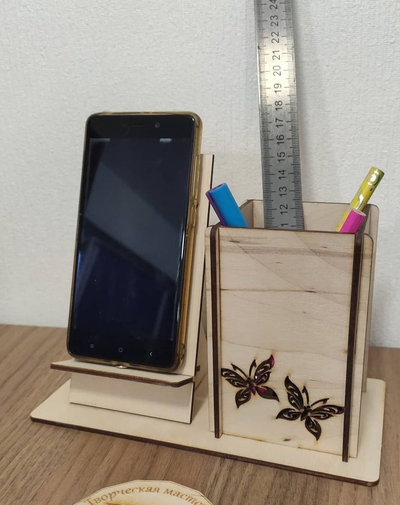 Ahşap Telefon Ve Kalemlik