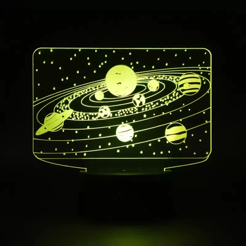 Güneş Sistemi 3D LED Optik İllüzyon Lambası