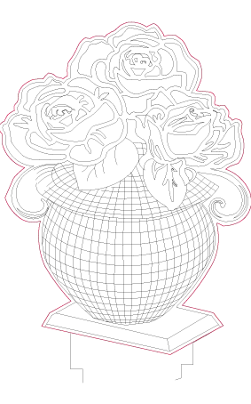3D Vazodaki Gül Gece Lambası