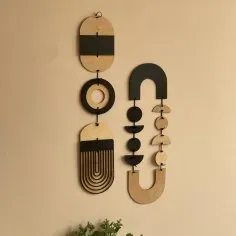 Lazer Kesim Tek Renkli Duvar Asma Geometrik Sanat Kontrplak Dekor