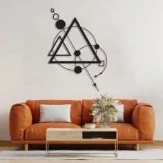 Lazer Kesim Modern Duvar Heykeli Dekoru Geometrik Üçgen Duvar Sanatı