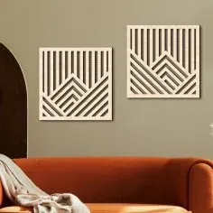 Lazer Kesim Geometrik Ahşap Sanatı Duvar Dekoru