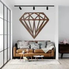 Lazer Kesim Ahşap Geometrik Elmas Duvar Dekoru