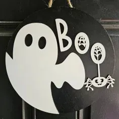 Lazer Kesim Cadılar Bayramı Boo Hayalet Kapı Süsü