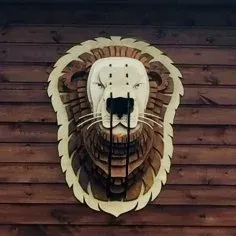 Lazer Kesim Aslan Başı Duvar Dekoru