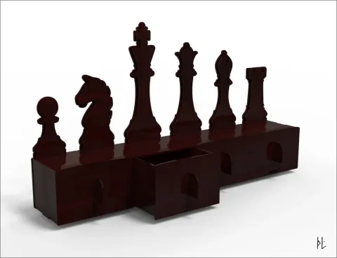 Santranç Dekorlu Çekmece