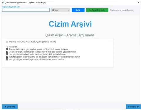 Çizim Arşivi Arama ve İndirme Uygulaması