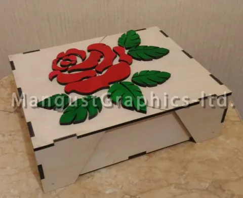 Gül Desenli Kapaklı Kutu