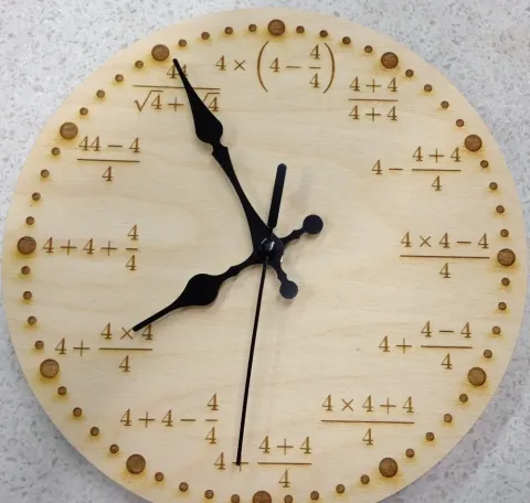 Ahşap Matematik Dörtlü Duvar Saati