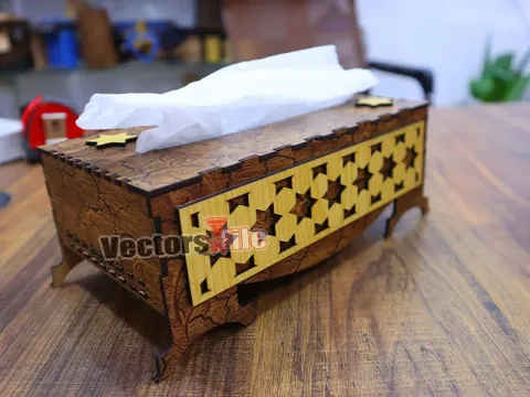 Lazer Kesim Dekoratif Mendil Kutusu Tasarımı