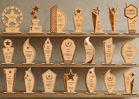 Öğretmenler Günü Plaket Seti 21 Model DXF Lazer Kesim