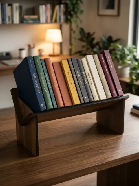 Lazer Kesim Eğimli Kitap Tutucu Masa Üstü Kitaplık DXF 7 Açı Seçeneği