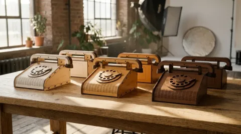 Retro Çevirmeli Telefon Dekoru Lazer Kesim DXF Kavisli Gövde Modeli