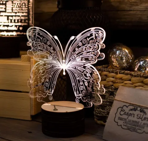 3D Kelebek Gece Lambası