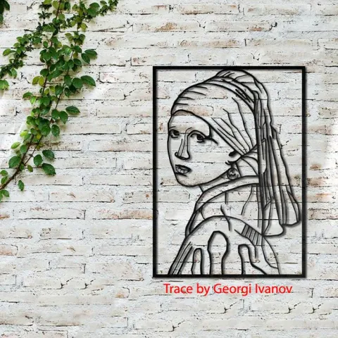 İnci Küpeli Kız Dekoratif Duvar Çizimi