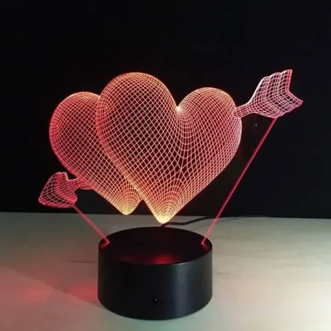 3D Oklu Kalp Gece Lambası 