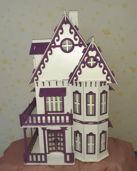 Ahşap Oyuncak Villa Bebek Evi