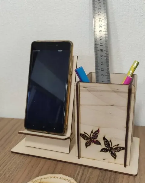 Ahşap Telefon Ve Kalemlik