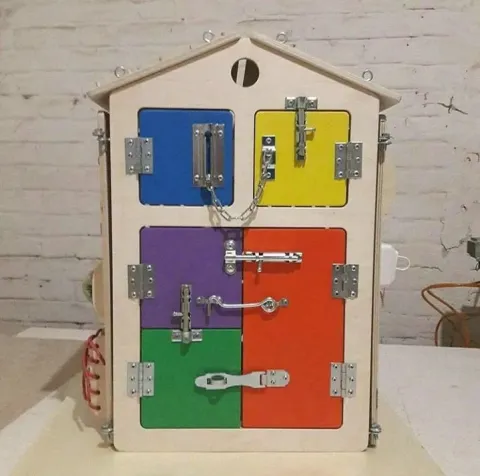 Ahşap Montessori Eğitim Malzemesi Kilit Mandalı Kutusu Bebek Çocuk Oyuncakları Hediye