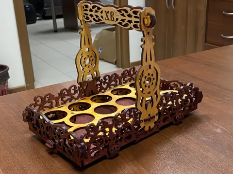 Lazer Kesimli Paskalya Sepeti Ahşap Paskalya Hediyesi