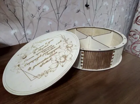 Yuvarlak Mücevher Kutusu Bölmeli Ahşap Kutu