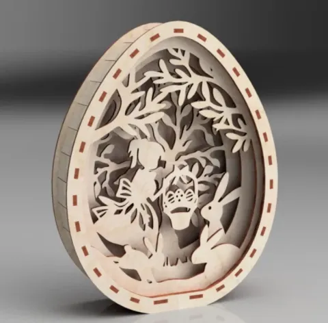 Ahşap Paskalya Yumurtası Katmanlı Sanat Dekoru