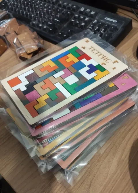 Çocuklar İçin Ahşap Tetris Bulmaca Tahta Oyunu