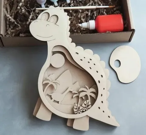 Ahşap Dino Katmanlı Sanat Çocuk Odası Dekoru